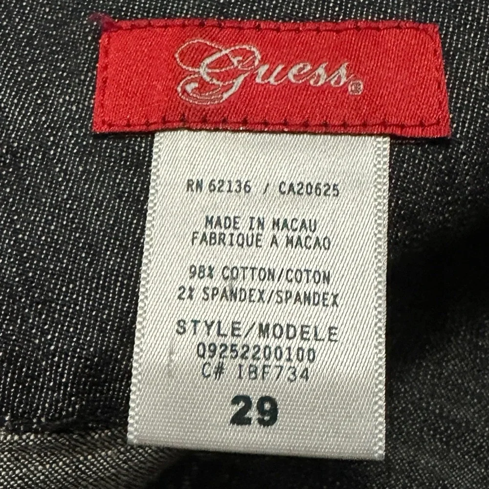 GUESS Dark Wash Denim Pencil Short Mini Skirt Women's 29 Back Ruffle‎ Hem Y2K